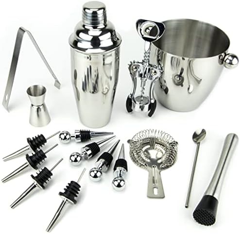 Sixteen Piece Stainless Steel Home Bartender Kit