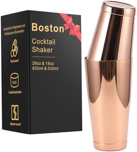 Copper finished weighted Boston shaker kit