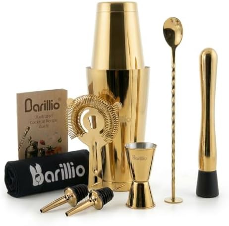 Weighted gold stainless steel Boston shaker set