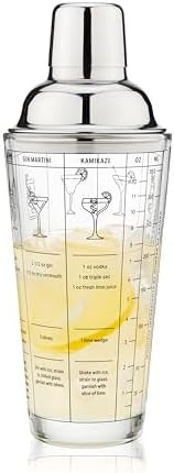 Clear glass cocktail shaker with jigger cap
