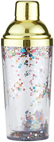 Gold confetti plastic cocktail shaker 8 oz