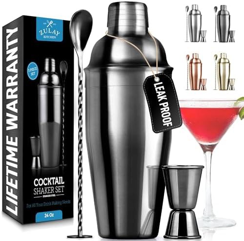 Large Martini Shaker with Double Sided Jigger
