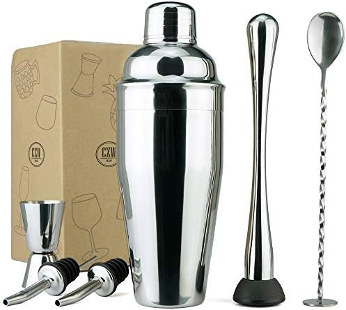 Gloss finish stainless steel martini shaker set