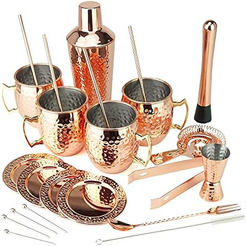 Copper plated moscow mule gift set