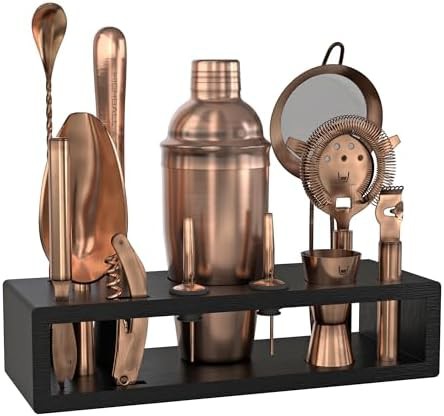 Antique Copper Cobbler Shaker with Espresso Bamboo