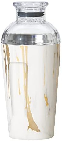 Gold marble pattern insulated stainless steel cocktail shaker