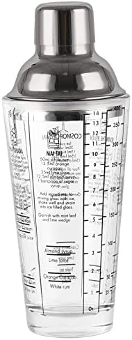 Recipe printed glass martini shaker tool