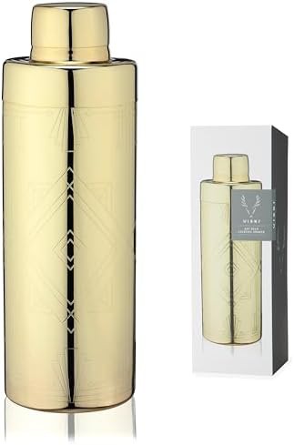 Art Deco gold etched stainless steel shaker