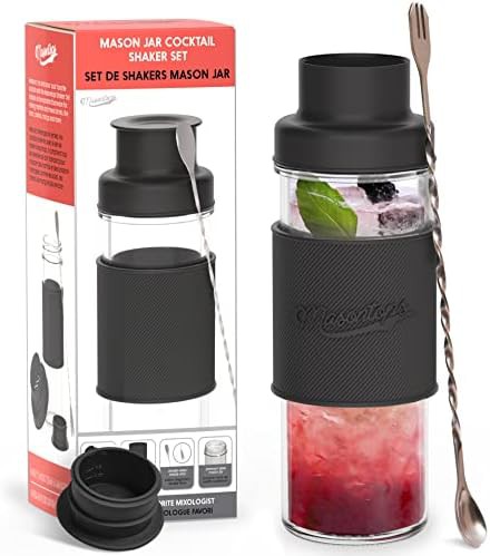 Black glass mason jar shaker set