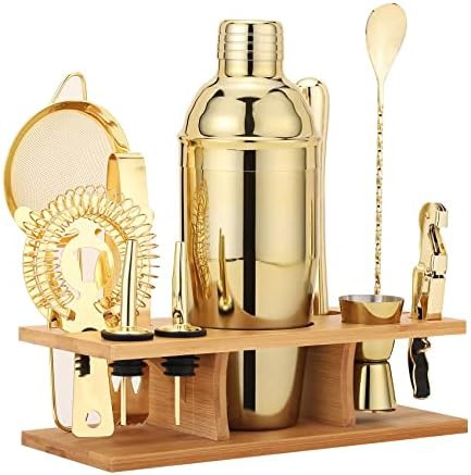 Gold 11 piece bartending cocktail shaker set