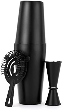 Matte black Boston cocktail shaker kit