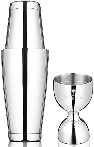 Silver Boston Shaker and Bell Jigger Set