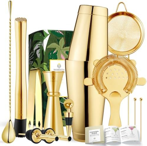 Twelve Piece Gold Boston Shaker Kit