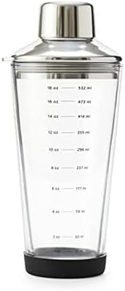 Glass shaker with printed measurements 18 oz