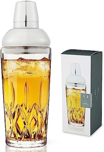 Admiral cut crystal and stainless steel shaker
