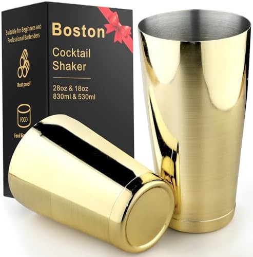 Gold stainless steel Boston shaker set