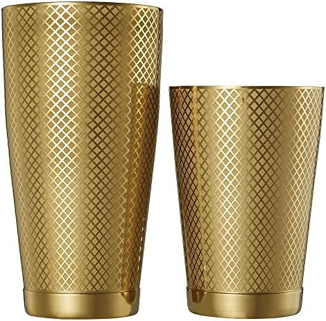 Gold Plated Diamond Lattice Cocktail Shaker