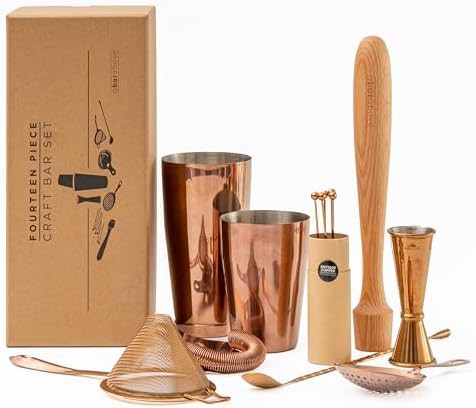 Antique Copper Fourteen Piece Bar Tool Set