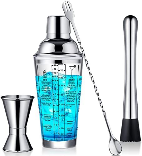 Four Piece Stainless Steel Martini Shaker Set
