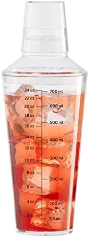Clear durable plastic cocktail shaker 24 oz