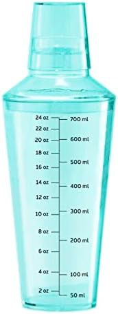 Clear plastic cocktail shaker with built-in strainer 24 oz