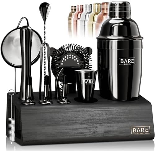 Stainless steel black cobbler cocktail shaker kit