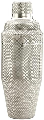 Silver diamond lattice etched Japanese shaker