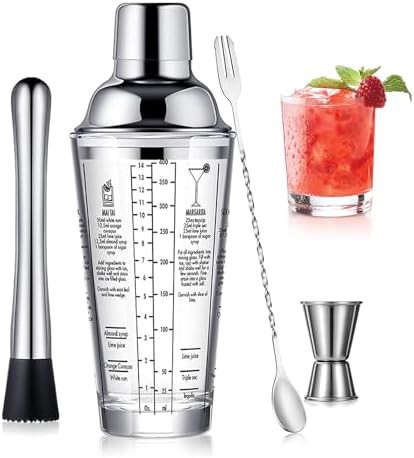 Glass Cocktail Shaker with Measurement Markings