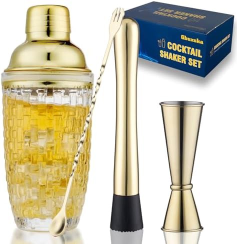 Gold Cobbler Style Glass Shaker Set
