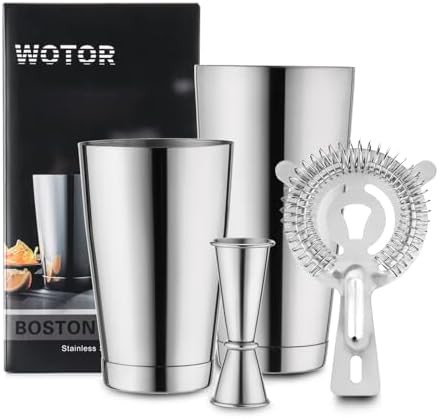 Silver professional Boston shaker tin set
