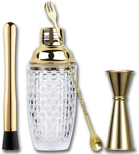 Premium Gold Glass Bartender Kit with Tools