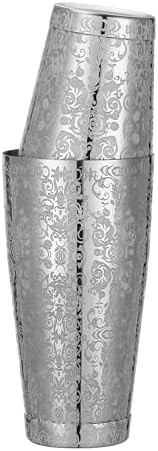 Silver stainless steel weighted Boston cocktail shaker