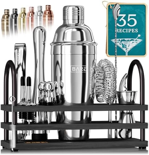 Compact silver cobbler cocktail shaker set