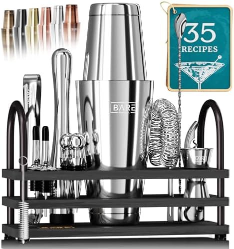 Boston cocktail shaker set with recipe cards