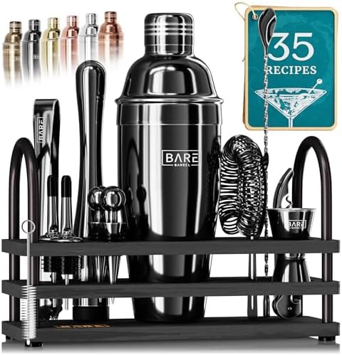 Jet black cobbler cocktail shaker set 24 oz