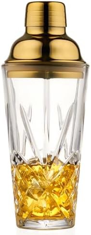 Crystal Cocktail Shaker with Gold Lid 15 oz