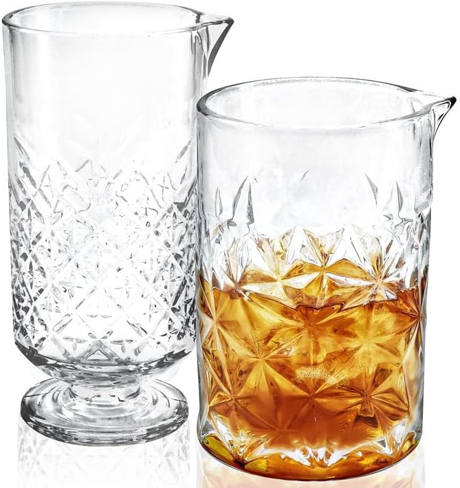 Crystal mixing glass with stainless steel filter