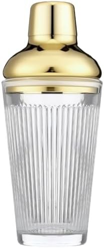 Ribbed Glass Gold Martini Shaker