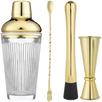Gold Glass Shaker Set with Gift Box