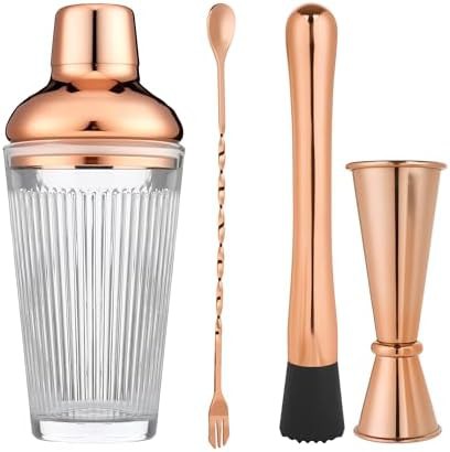 Rosegold Glass Bartender Shaker Kit