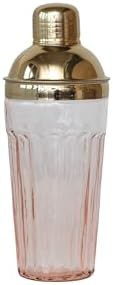 Pink and gold twenty ounce glass cocktail shaker