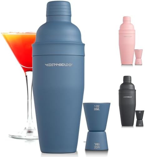 Matte blue 24 oz cobbler shaker set