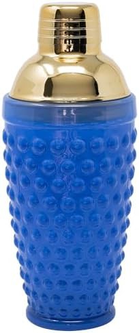 Blue Hobnail Glass Shaker with Gold Lid
