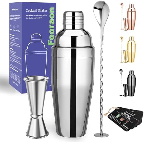 Professional silver cobbler shaker with jigger