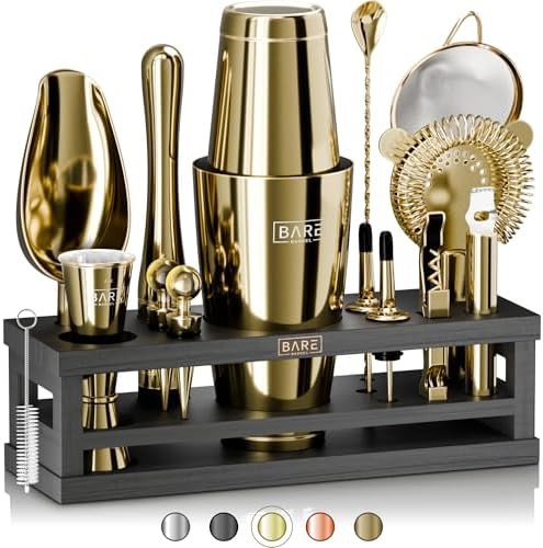 Gold and black Boston cocktail shaker kit