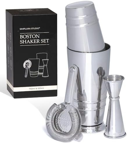 Weighted Boston Shaker with Japanese Jigger