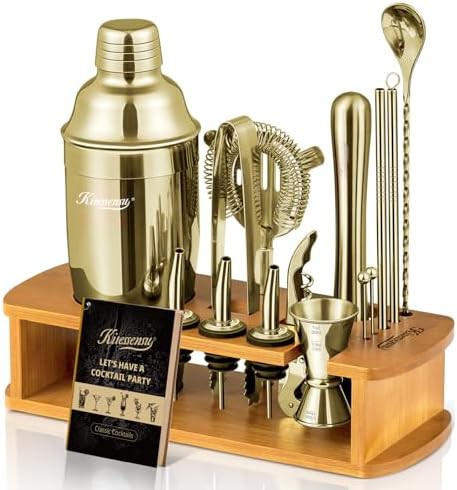 Champagne gold bartender kit with stand