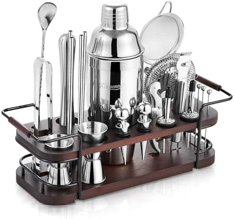 Complete 24-piece bar set with stand