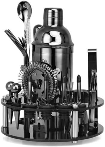 Revolving Black Acrylic Twenty Piece Bar Set