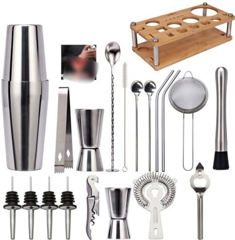 Removable shaker cup and bar tool set